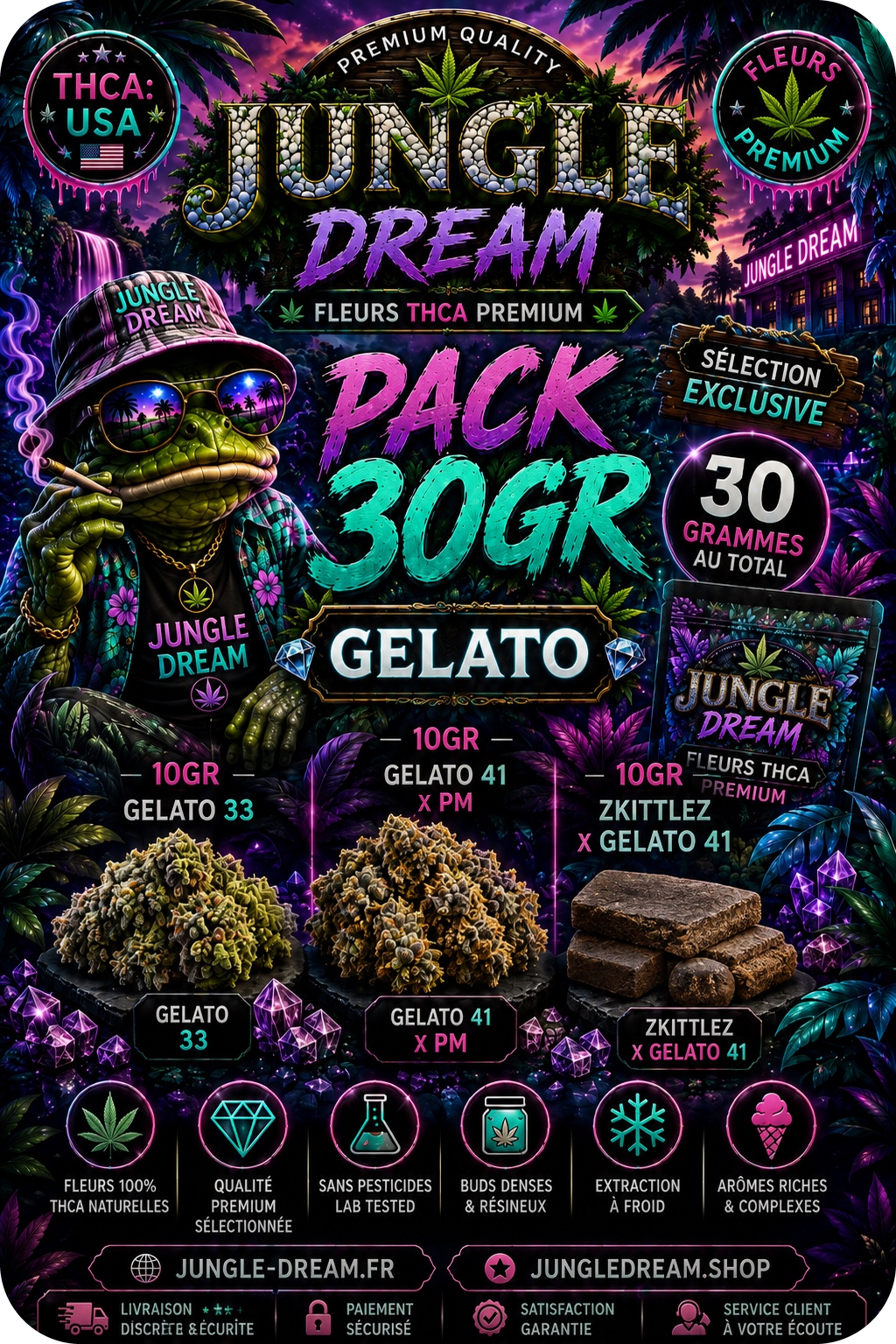 PACK 30G GELATO – FLEURS & HASH THCA PREMIUM AAAA