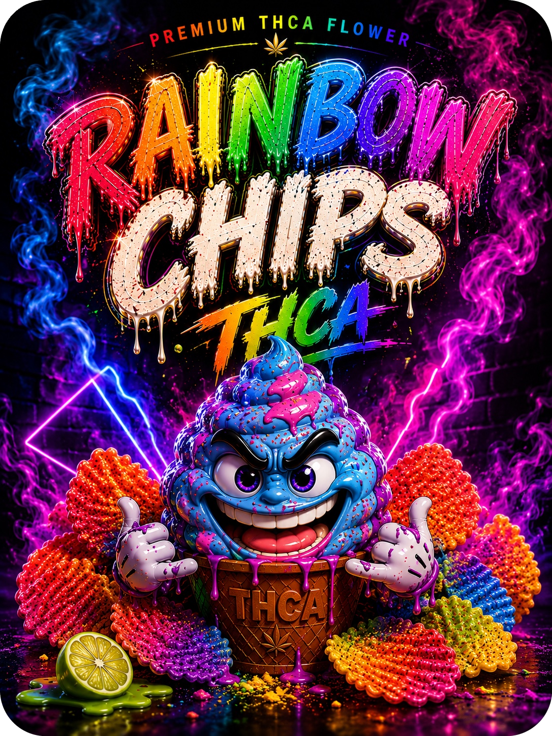RAINBOW CHIPS FLEURS THCA – PREMIUM AAAA+