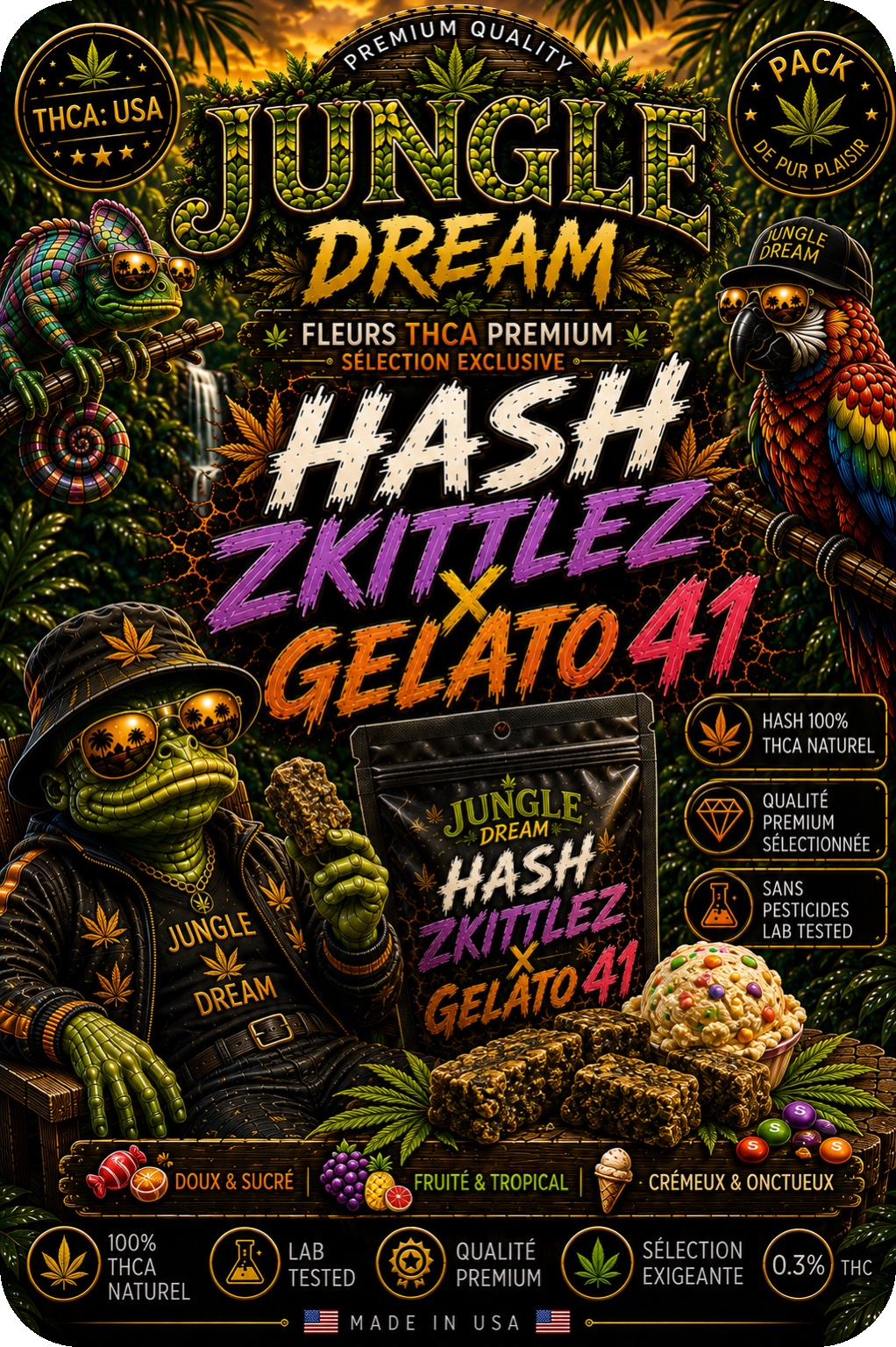 Hash Static Zkittlez × Gelato 41 – THCA Premium AAAA+