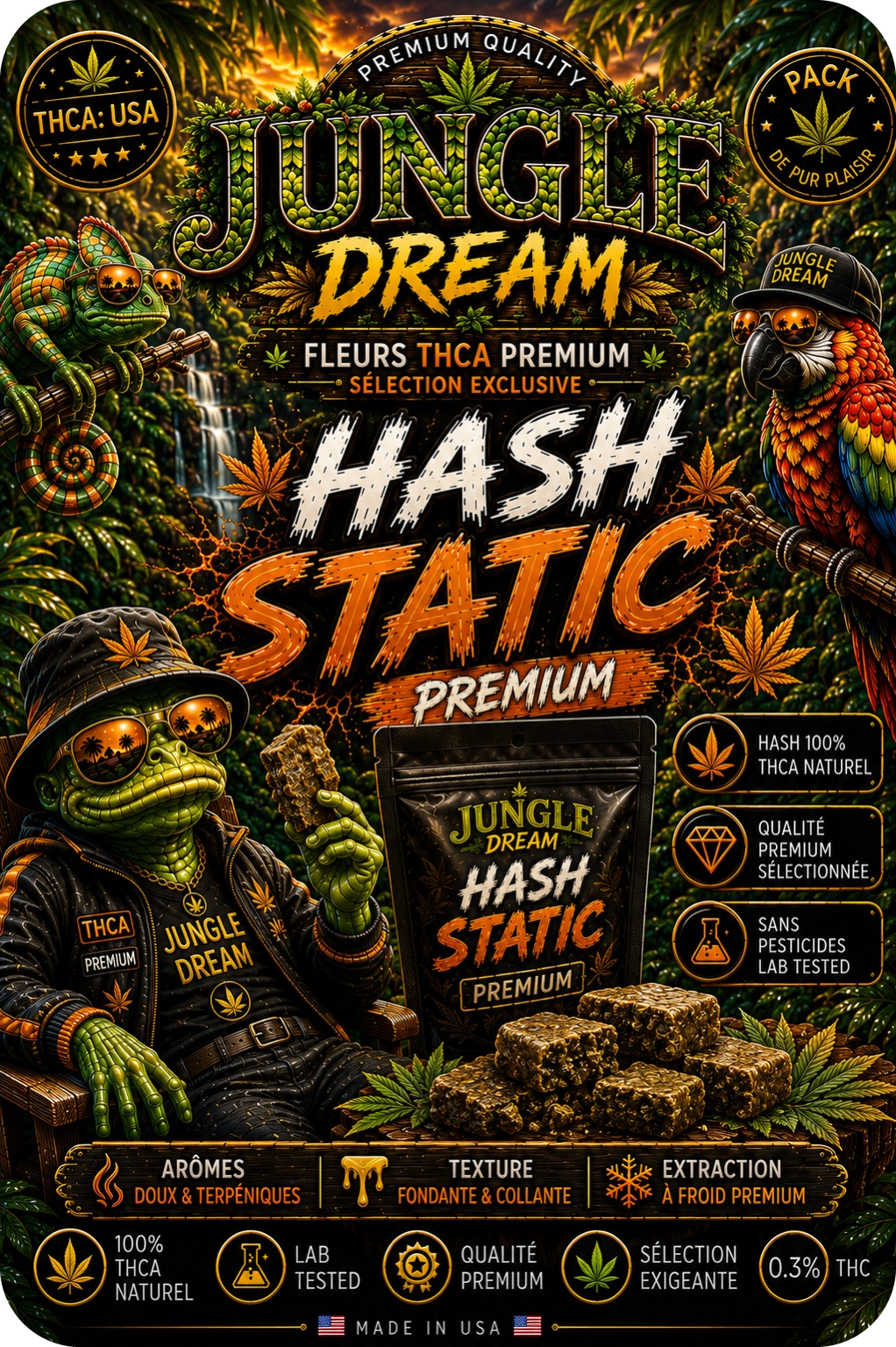 Hash Static THCA Premium AAAA+ – 5 variétés au choix