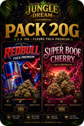 Pack 20 g THCA Premium – 10 g Red Bull + 10 g Super Boof Cherry
