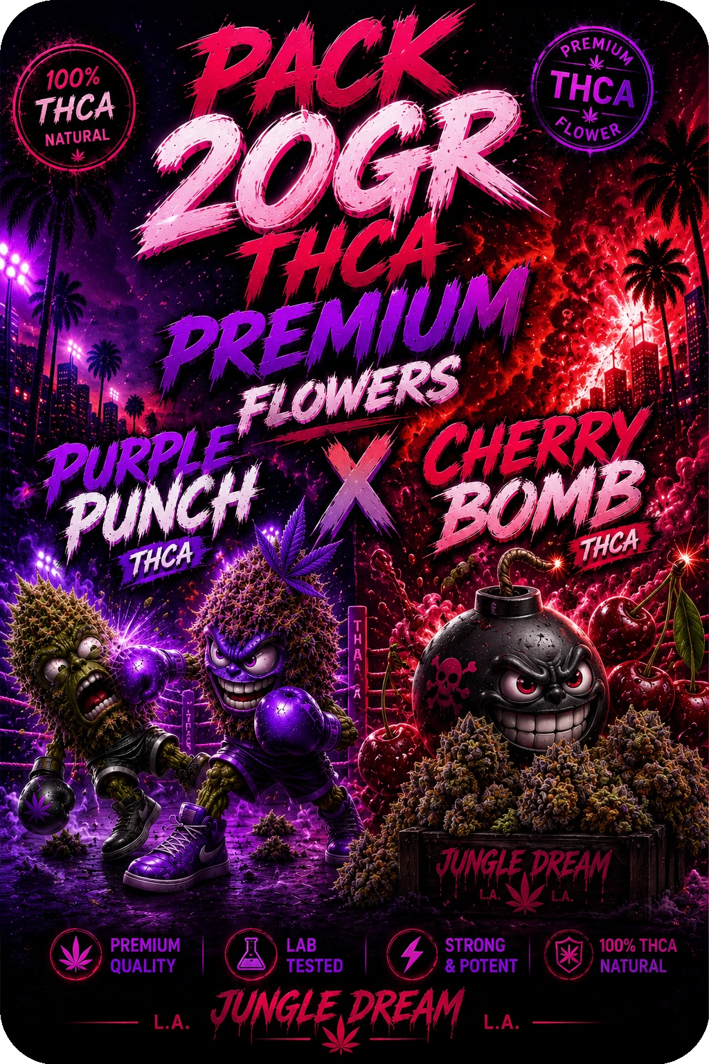 PACK 20g THCA PREMIUM AAAA+ PURPLE PUNCH - CHERRY BOMB AAAA+